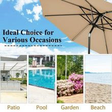 Load image into Gallery viewer, 9Ft Solar LED Market Umbrella with Aluminum Crank Tilt 16 Strip Lights-Beige