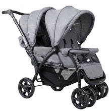 Load image into Gallery viewer, Foldable Lightweight Front Back Seats Double Baby Stroller-Gray