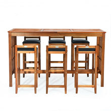 Load image into Gallery viewer, 7-Piece Patio Bar Set Outdoor Dining Table Stool Wood Furniture