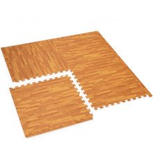 Load image into Gallery viewer, 12PC Wood Grain Interlocking Floor Mats -Natural