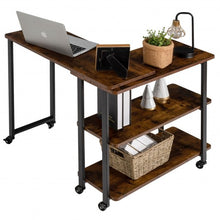 Load image into Gallery viewer, 360° Rotating Sofa Side Table with Storage Shelves and Wheels-Rustic Brown