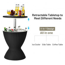 Load image into Gallery viewer, 3 in 1 8 Gallon Patio Rattan Cooler Bar Table with Adjust Ice Bucket-Black