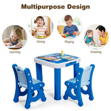 Load image into Gallery viewer, Adjustable Kids Activity Play Table and 2 Chairs Set withStorage Drawer-Blue