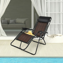 Load image into Gallery viewer, Folding Patio Rattan Zero Gravity Lounge Chair Recliner-Coffee