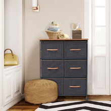 Load image into Gallery viewer, 6-Drawer Fabric Display Dresser Storage Cabinet with Wheels