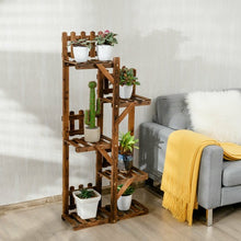 Load image into Gallery viewer, 5-Tier Flower Rack Wood Plant Stand 6 Pots Display Shelf
