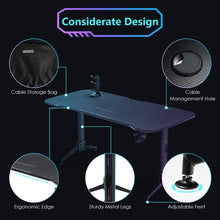 Load image into Gallery viewer, 63 inch Height Adjustable Gaming Desk with Mouse Pad and USB Gaming Handle Rack