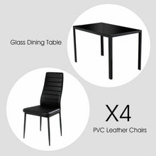 Load image into Gallery viewer, 5 pcs Metal Frame and Glass Tabletop Dining Set