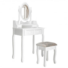 Load image into Gallery viewer, Vanity Table Set with Oval Mirror and 4 Drawers