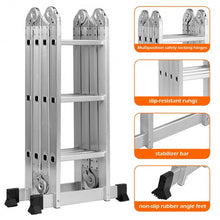 Load image into Gallery viewer, 12.5' 12-Step Multi Purpose Aluminum Folding Scaffold Ladder