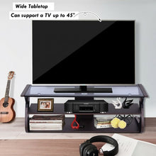 Load image into Gallery viewer, 3-Tier Tempered Glass Top Media Console TV Stand