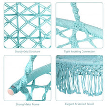Load image into Gallery viewer, Hanging Hammock Chair Macrame Swing Hand Woven Cotton Backrest-Turquoise