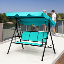 Load image into Gallery viewer, Outdoor Patio 3 Person Porch Swing Bench Chair with Canopy-Blue