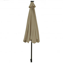 Load image into Gallery viewer, 10' Solar LED Lighted Patio Market Umbrella Shade Tilt Adjustment Crank-Tan