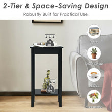 Load image into Gallery viewer, 2-Tier Nightstand End Side Wooden Legs Table for Bedroom-Black