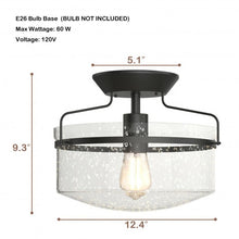 Load image into Gallery viewer, Semi Flush Mount Ceiling Light Fixture Industrial Seeded Glass Pendant Lamp