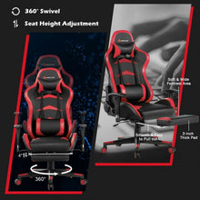Load image into Gallery viewer, Massage Gaming Chair with Footrest-Red