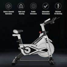 Load image into Gallery viewer, Stationary Silent Belt Adjustable Exercise Bike w/ Phone Holder & Electronic-BK