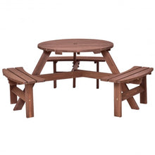 Load image into Gallery viewer, 6-Person Patio Wood Picnic Table Beer Bench Set