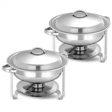 Load image into Gallery viewer, 2-Pack Full Size Tray 5 Quart Stainless Steel Round Chafing Dish