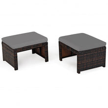 Load image into Gallery viewer, 2 Pieces Cushioned Patio Rattan Ottoman Foot Rest-Gray