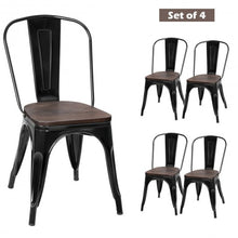 Load image into Gallery viewer, Set of 4 Stackable Tolix Style Metal Wood Dining Chair-Black