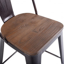 Load image into Gallery viewer, Set of 4 Rustic Metal Wood Bar Chairs with Seat-Wood