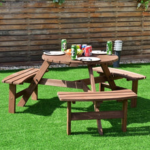 Load image into Gallery viewer, 6-Person Patio Wood Picnic Table Beer Bench Set