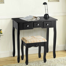 Load image into Gallery viewer, Vanity Make Up Table Set Dressing Table Set with 5 Drawers-Black