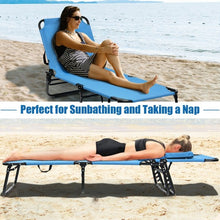 Load image into Gallery viewer, Outdoor Folding Chaise Beach Pool Patio Lounge Chair Bed with Adjustable Back and Hole