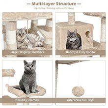 Load image into Gallery viewer, 55" Multi-Level Kitten Activity Tower with Hammock-Beige
