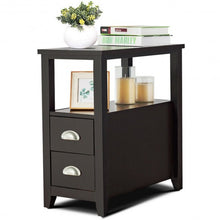 Load image into Gallery viewer, End Table Wooden with 2 Drawers and Shelf Bedside Table-Espresso