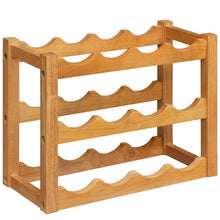 Load image into Gallery viewer, 3-Tier Bar Kitchen 12-Bottle Wine Display Holder with Wooden Tabletop