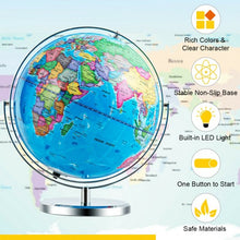 Load image into Gallery viewer, 13" Illuminated World Globe 720° Rotating Map with LED Light