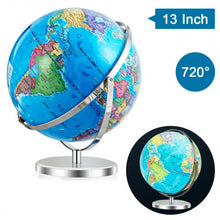 Load image into Gallery viewer, 13" Illuminated World Globe 720° Rotating Map with LED Light