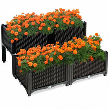Load image into Gallery viewer, Set of 4 Elevated Flower Vegetable Herb Grow Planter Box-Brown