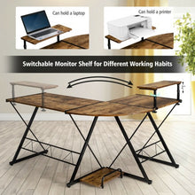 Load image into Gallery viewer, L-Shaped Desk Reversible Corner Computer Desk with Movable Shelf & CPU Stand-RB