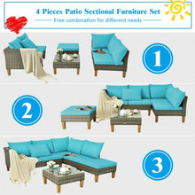 Load image into Gallery viewer, 4PCS Patio Rattan Furniture Set Cushioned Loveseat