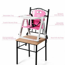 Load image into Gallery viewer, Baby Booster Folding Travel High Chair with Safety Belt & Tray-Pink