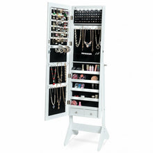 Load image into Gallery viewer, LEDs Lockable Jewelry Cabinet with Full-Length Mirror-White