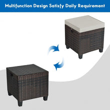 Load image into Gallery viewer, 2 Pcs Patio Rattan Ottoman Cushioned Seat Foot Rest