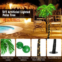 Load image into Gallery viewer, 5 ft Artificial Lighted Palm Tree with LED Lights and Metal Base