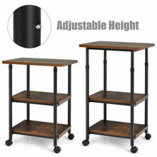 Load image into Gallery viewer, 3-tier Adjustable Printer Stand with 360° Swivel Casters-Brown