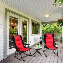 Load image into Gallery viewer, 3 pcs Outdoor Folding Rocking Chair Table Set