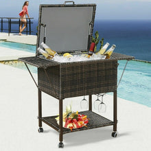 Load image into Gallery viewer, Outdoor Portable Rattan Cooler Cart Trolley