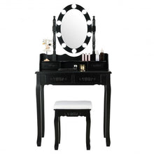 Load image into Gallery viewer, 4 Drawers Vanity Table Dressing Table with Touch Switch-Black