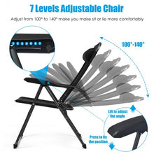 Load image into Gallery viewer, 4 Pcs Patio Garden Adjustable Reclining Folding Chairs with Headrest-Black