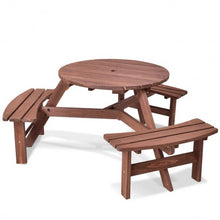 Load image into Gallery viewer, 6-Person Patio Wood Picnic Table Beer Bench Set