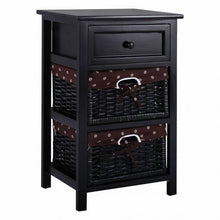Load image into Gallery viewer, 3 Tier Set of 2 Wood Nightstand with 1 & 2 Drawer -Black