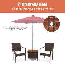 Load image into Gallery viewer, 3 PCS Patio Rattan Furniture Bistro Set with Wood Side Table and Stackable Chair